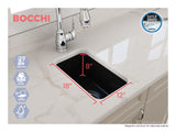 BOCCHI Sotto 12" Fireclay Undermount Single Bowl Bar Sink with Strainer, Matte Black, 1358-004-0120