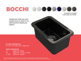 BOCCHI Sotto 12" Fireclay Undermount Single Bowl Bar Sink with Strainer, Black, 1358-005-0120