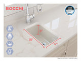 BOCCHI Sotto 12" Fireclay Undermount Single Bowl Bar Sink with Strainer, Biscuit, 1358-014-0120