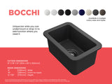 BOCCHI Sotto 12" Fireclay Undermount Single Bowl Bar Sink with Strainer, Matte Dark Gray, 1358-020-0120