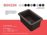 BOCCHI Sotto 12" Fireclay Undermount Single Bowl Bar Sink with Strainer, Matte Brown, 1358-025-0120