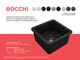 BOCCHI Sotto 18" Fireclay Undermount Single Bowl Bar Sink with Protective Bottom Grid and Strainer, Matte Black, 1359-004-0120