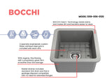 BOCCHI Sotto 18" Fireclay Undermount Single Bowl Bar Sink with Protective Bottom Grid and Strainer, Matte Gray, 1359-006-0120