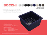 BOCCHI Sotto 18" Fireclay Undermount Single Bowl Bar Sink with Protective Bottom Grid and Strainer, Sapphire Blue, 1359-010-0120