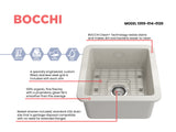 BOCCHI Sotto 18" Fireclay Undermount Single Bowl Bar Sink with Protective Bottom Grid and Strainer, Biscuit, 1359-014-0120