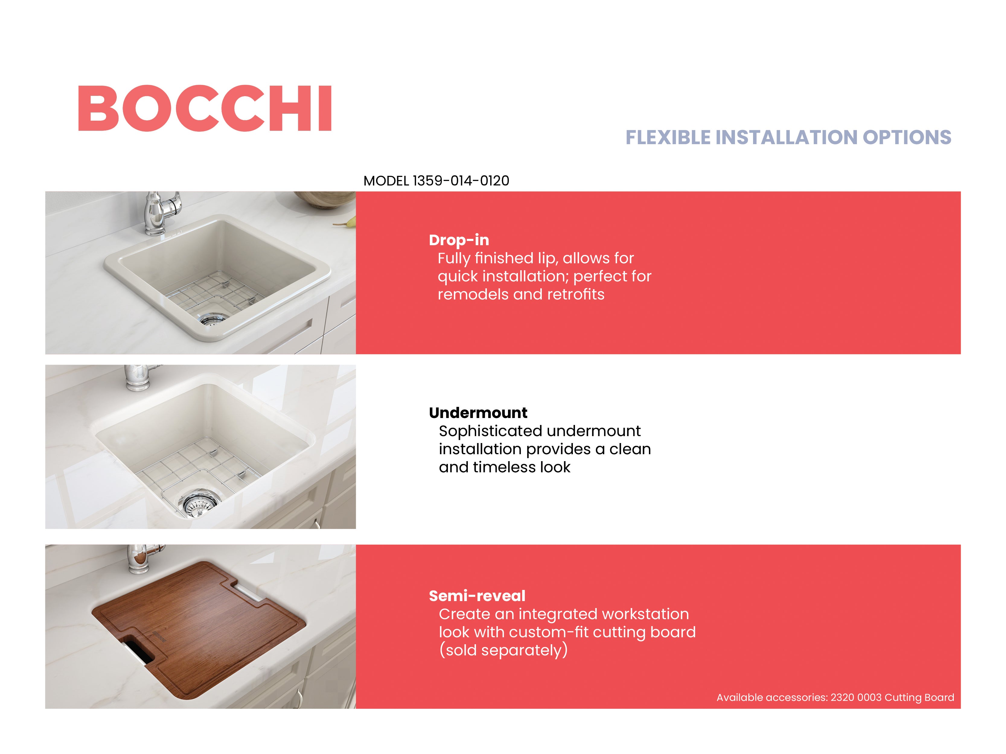 BOCCHI Sotto 18" Fireclay Undermount Single Bowl Bar Sink with Protective Bottom Grid and Strainer, Biscuit, 1359-014-0120