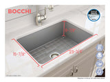 BOCCHI Sotto 27" Fireclay Dual Mount Single Bowl Kitchen Sink, Matte Gray, 1360-006-0120