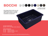 BOCCHI Sotto 27" Fireclay Undermount Single Bowl Kitchen Sink, Sapphire Blue, 1360-010-0120