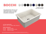 BOCCHI Sotto 27" Fireclay Undermount Single Bowl Kitchen Sink, Biscuit, 1360-014-0120