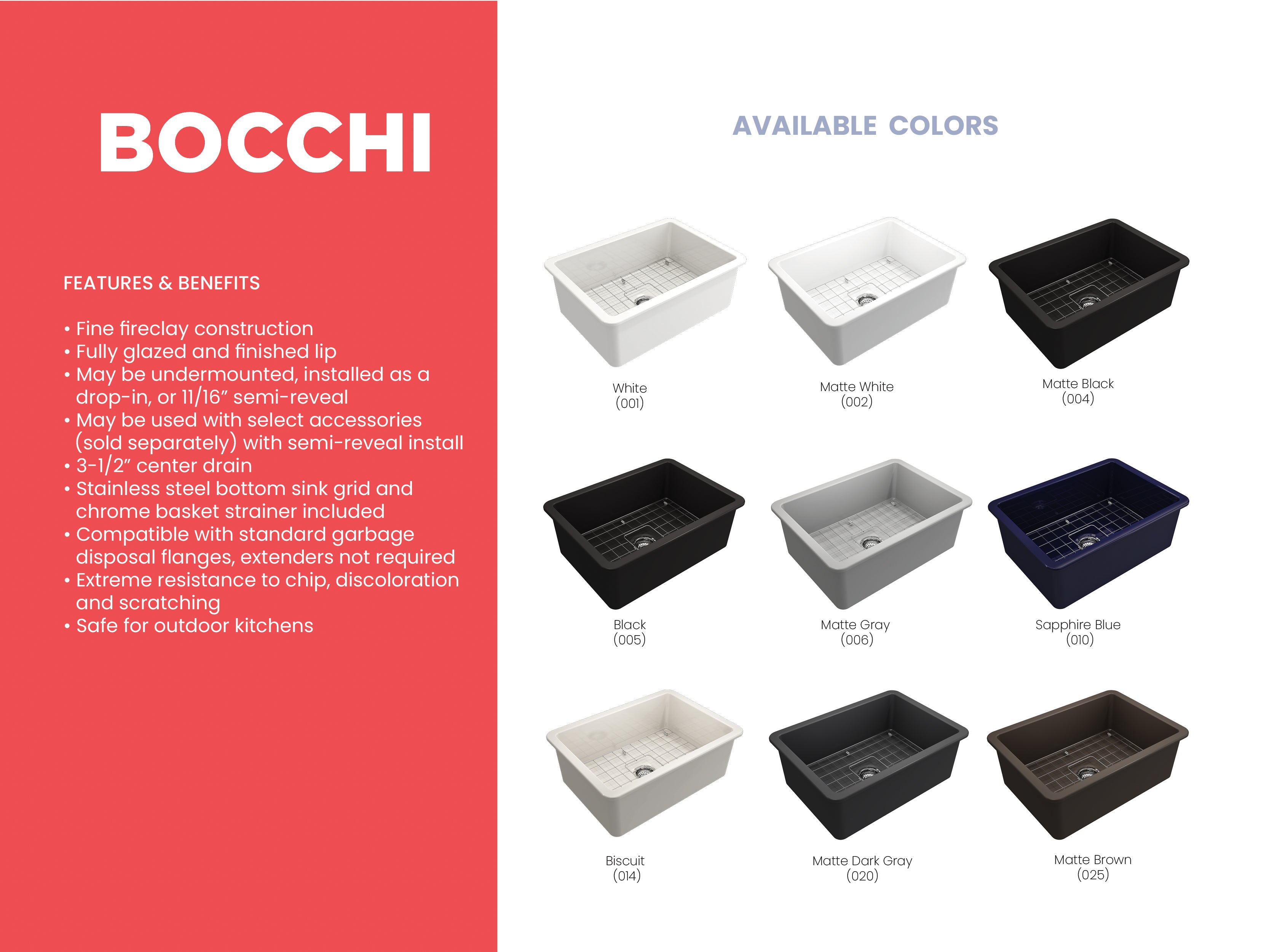 BOCCHI Sotto 27" Fireclay Dual Mount Single Bowl Kitchen Sink, Matte Brown, 1360-025-0120