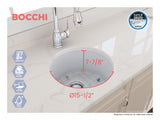 BOCCHI Sotto 18.5" Round Fireclay Undermount Single Bowl Bar Sink with Protective Bottom Grid and Strainer, Matte White, 1361-002-0120