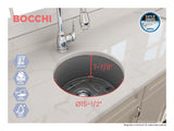 BOCCHI Sotto 18.5" Round Fireclay Undermount Single Bowl Bar Sink with Protective Bottom Grid and Strainer, Matte Gray, 1361-006-0120