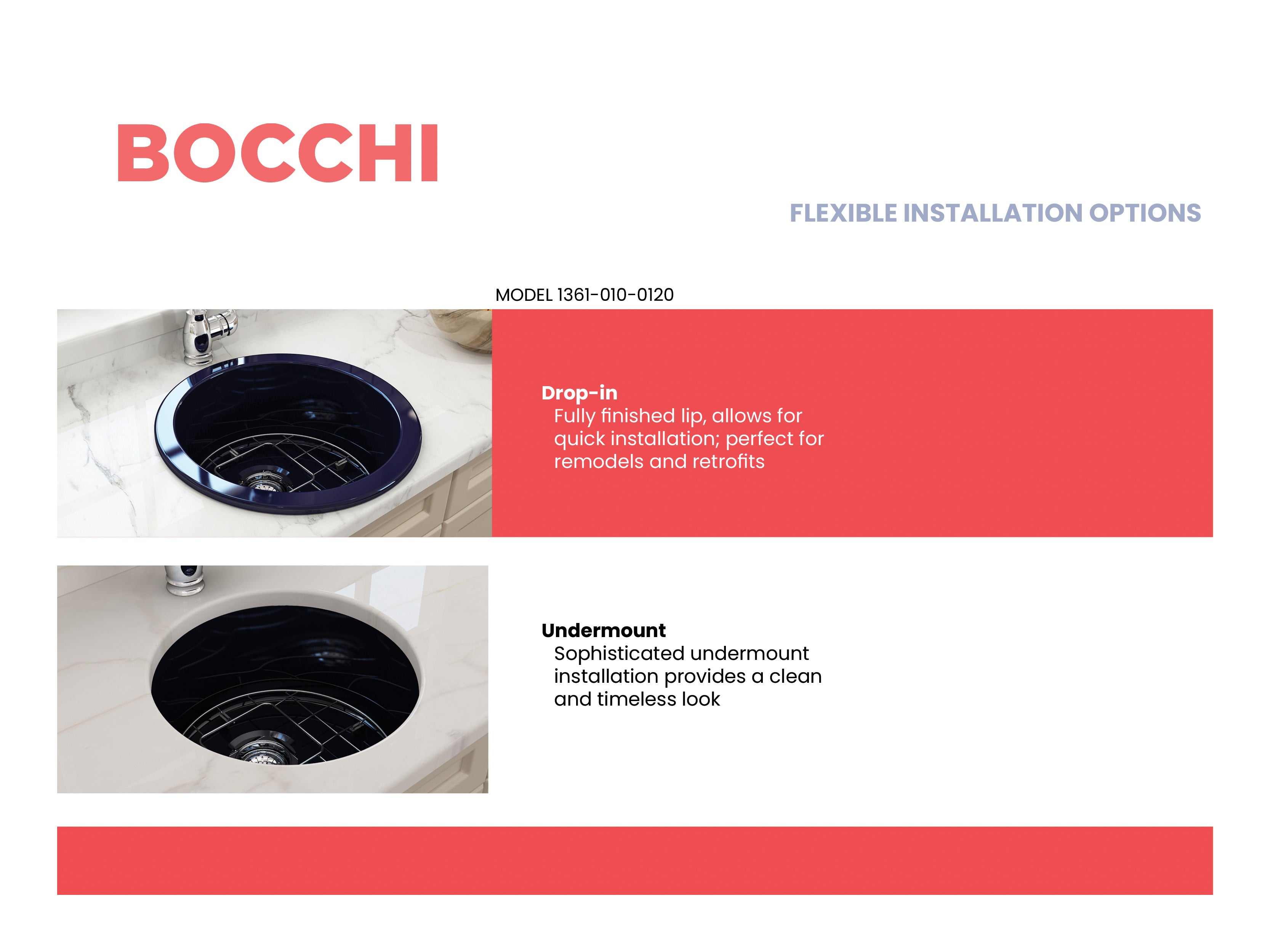 BOCCHI Sotto 18.5" Round Fireclay Undermount Single Bowl Bar Sink with Protective Bottom Grid and Strainer, Sapphire Blue, 1361-010-0120
