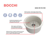 BOCCHI Sotto 18.5" Round Fireclay Undermount Single Bowl Bar Sink with Protective Bottom Grid and Strainer, Biscuit, 1361-014-0120