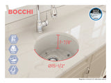 BOCCHI Sotto 18.5" Round Fireclay Undermount Single Bowl Bar Sink with Protective Bottom Grid and Strainer, Biscuit, 1361-014-0120
