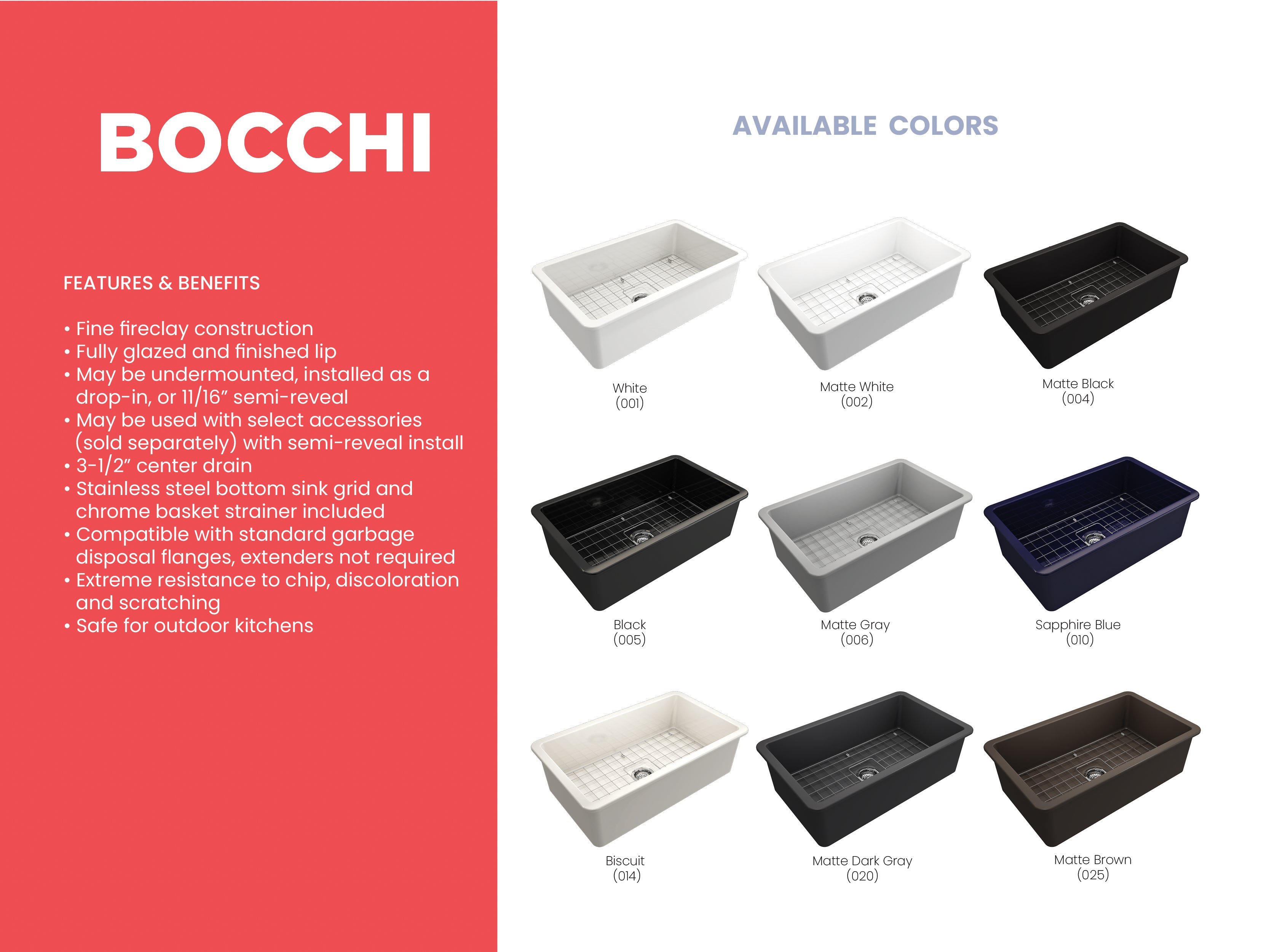 BOCCHI Sotto 32" Fireclay Undermount Single Bowl Kitchen Sink, Matte Brown, 1362-025-0120