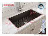 BOCCHI Sotto 32" Fireclay Undermount Single Bowl Kitchen Sink, Matte Brown, 1362-025-0120