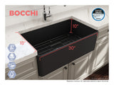 BOCCHI Aderci Ultra-Slim 30" Fireclay Farmhouse Sink, Matte Dark Gray, 1481-020-0120