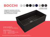 BOCCHI Contempo 33" Fireclay Workstation Farmhouse Sink with Accessories, Matte Black, 1504-004-0120