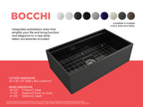 BOCCHI Contempo 33" Fireclay Workstation Farmhouse Sink with Accessories, Black, 1504-005-0120