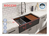 BOCCHI Contempo 33" Fireclay Workstation Farmhouse Sink with Accessories, Matte Dark Gray, 1504-020-0120