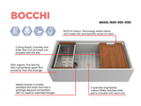 BOCCHI Contempo 36" Fireclay Workstation Farmhouse Sink with Accessories, Matte White, 1505-002-0120