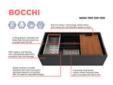 BOCCHI Contempo 36" Fireclay Workstation Farmhouse Sink with Accessories, Black, 1505-005-0120