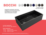 BOCCHI Contempo 36" Fireclay Workstation Farmhouse Sink with Accessories, Black, 1505-005-0120