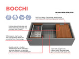 BOCCHI Contempo 36" Fireclay Workstation Farmhouse Sink with Accessories, Matte Gray, 1505-006-0120