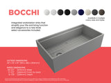 BOCCHI Contempo 36" Fireclay Workstation Farmhouse Sink with Accessories, Matte Gray, 1505-006-0120