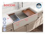 BOCCHI Contempo 36" Fireclay Workstation Farmhouse Sink with Accessories, Biscuit, 1505-014-0120