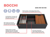 BOCCHI Contempo 36" Fireclay Workstation Farmhouse Sink with Accessories, Matte Dark Gray, 1505-020-0120
