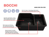 BOCCHI Sotto 33" Dual Mount Fireclay Kitchen Sink with Accessories, 60/40 Double Bowl, Matte Black, 1506-004-0120