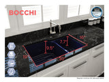 BOCCHI Sotto 33" Dual Mount Fireclay Kitchen Sink with Accessories, 60/40 Double Bowl, Sapphire Blue, 1506-010-0120