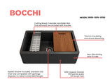 BOCCHI Arona 33" Composite Granite Workstation Farmhouse Sink with Accessories, Metallic Black, 1600-505-0120