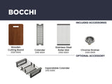 BOCCHI Arona 33" Composite Granite Workstation Farmhouse Sink with Accessories, Metallic Black, 1600-505-0120