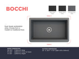 BOCCHI Arona 33" Composite Granite Workstation Farmhouse Sink with Accessories, Concrete Gray, 1600-506-0120