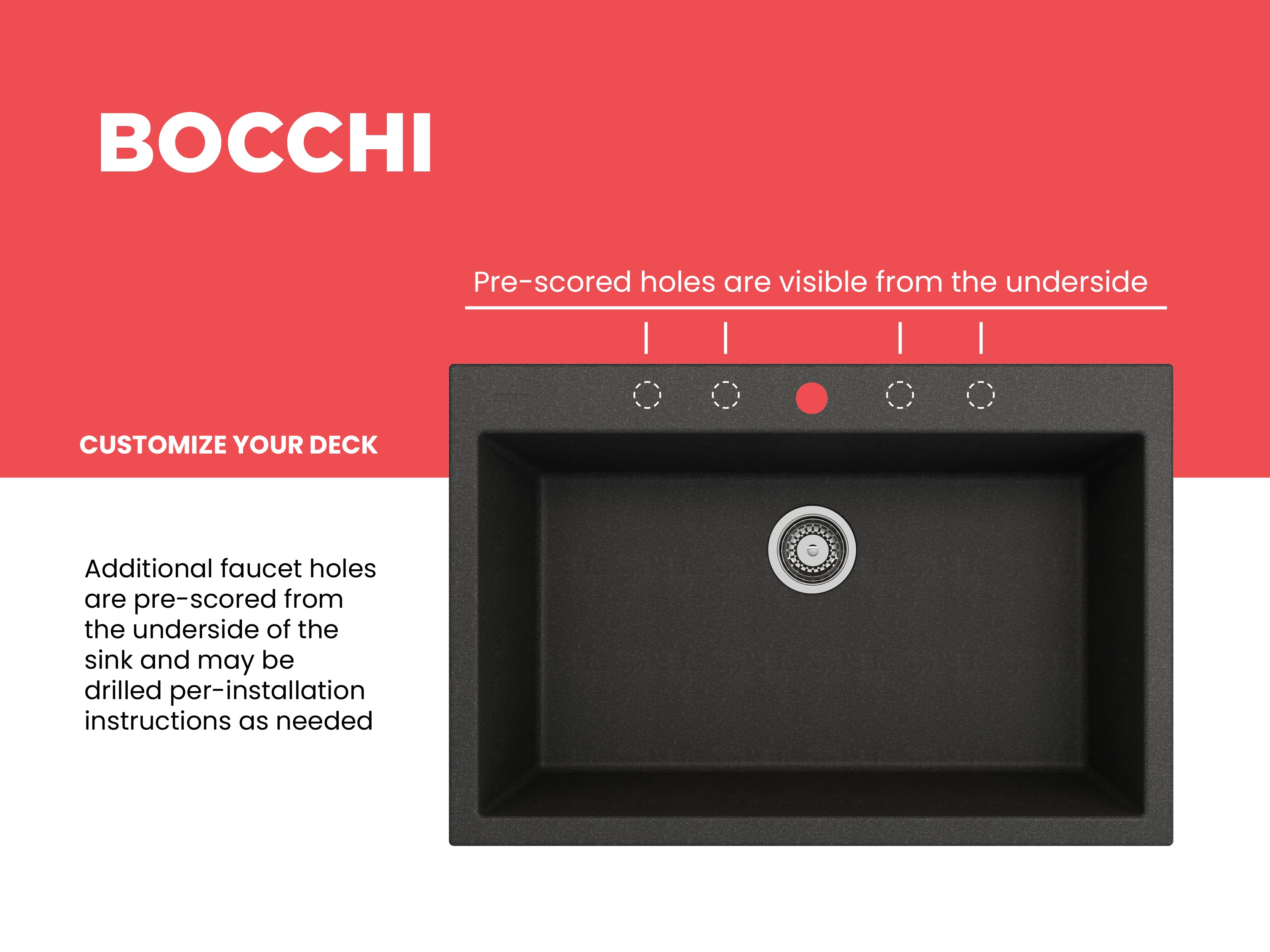 BOCCHI Campino Uno 33" Dual Mount Composite Granite Kitchen Sink, Metallic Black, 1604-505-0126