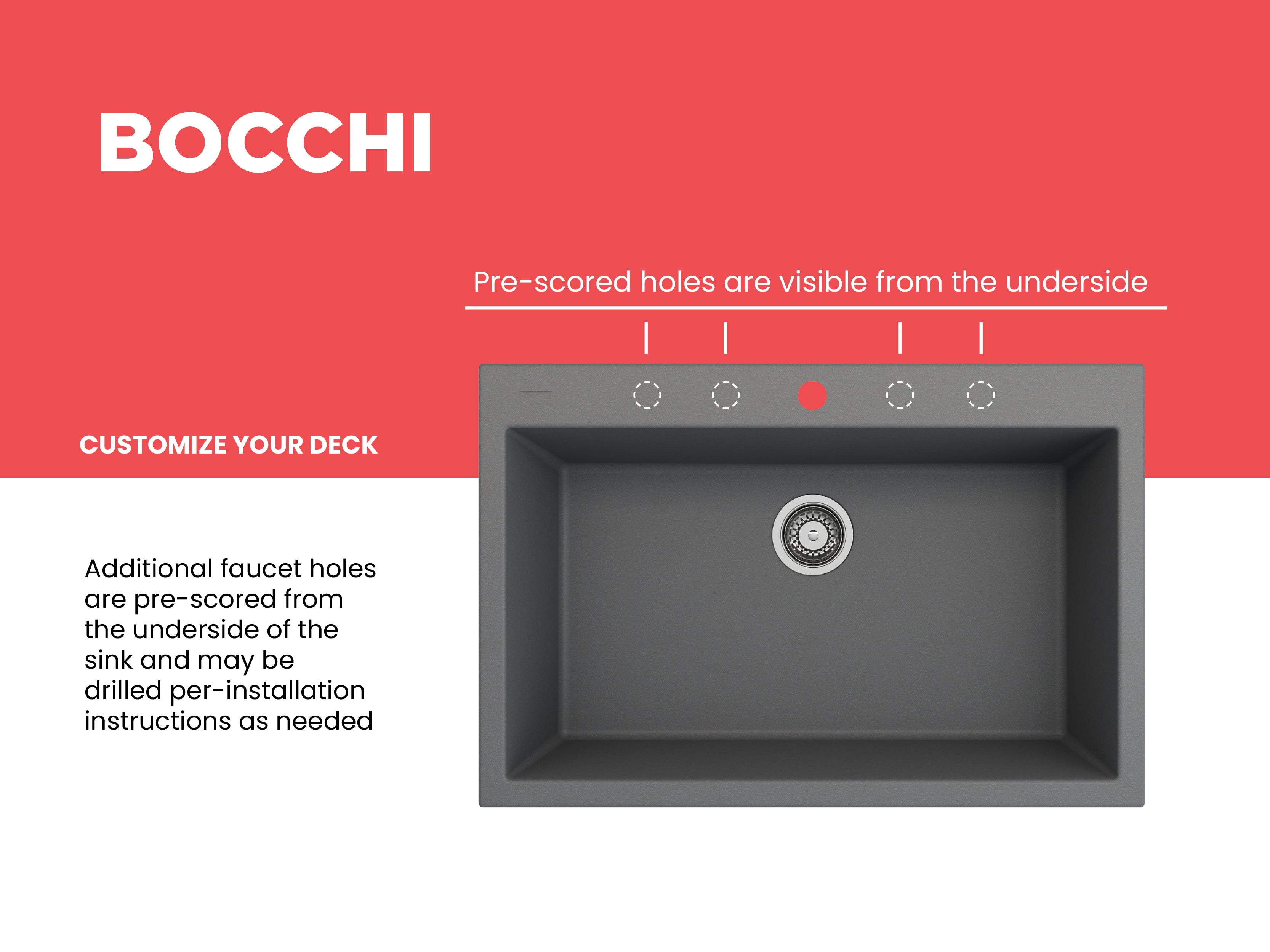 BOCCHI Campino Uno 33" Dual Mount Composite Granite Kitchen Sink, Concrete Gray, 1604-506-0126