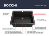 BOCCHI Campino Uno 24" Dual Mount Composite Granite Kitchen Sink, Metallic Black, 1606-505-0126