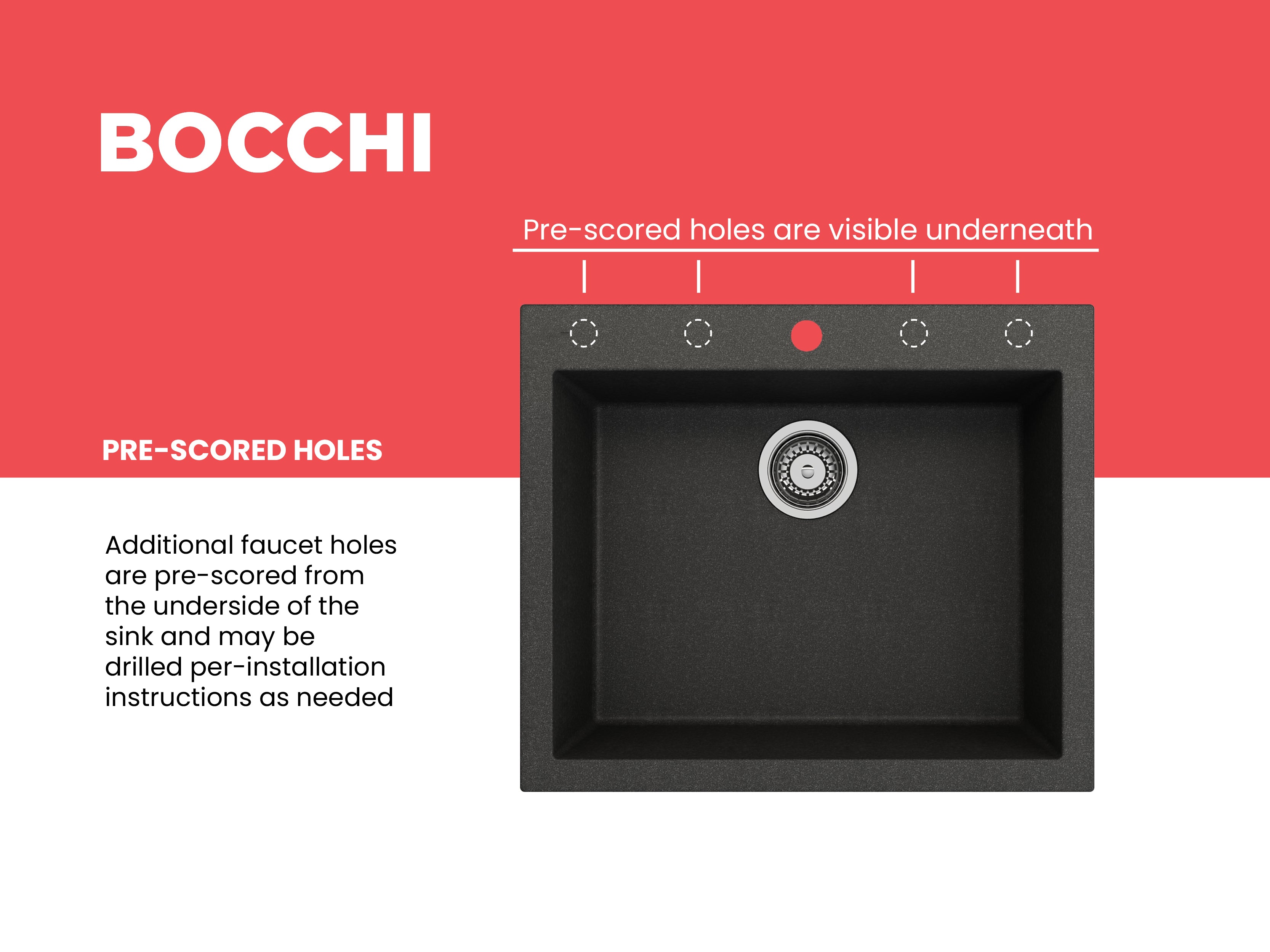 BOCCHI Campino Uno 24" Dual Mount Composite Granite Kitchen Sink, Metallic Black, 1606-505-0126