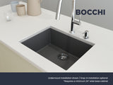 BOCCHI Campino Uno 24" Dual Mount Composite Granite Kitchen Sink, Concrete Gray, 1606-506-0126