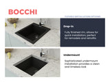 BOCCHI Campino Uno 16" Rectangle Composite Granite Bar/Prep Sink, Matte Black, 1608-504-0126