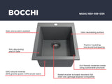 BOCCHI Campino Uno 16" Rectangle Composite Granite Bar/Prep Sink, Concrete Gray, 1608-506-0126
