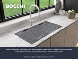 BOCCHI Baveno Lux 33" Dual Mount Granite Workstation Kitchen Sink Kit with Accessories, Matte Black, 1616-504-0126HP