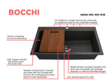 BOCCHI Baveno Lux 33" Dual Mount Granite Workstation Kitchen Sink Kit with Accessories, Metallic Black, 1616-505-0126
