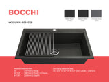 BOCCHI Baveno Lux 33" Dual Mount Granite Workstation Kitchen Sink Kit with Accessories, Metallic Black, 1616-505-0126