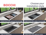 BOCCHI Baveno Lux 33" Dual Mount Granite Workstation Kitchen Sink Kit with Accessories, Concrete Gray, 1616-506-0126
