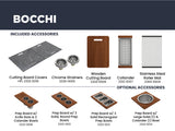 BOCCHI Baveno Lux 34" Undermount Granite Workstation Kitchen Sink Kit with Accessories, 50/50 Double Bowl, Metallic Black, 1618-505-0126HP