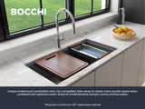 BOCCHI Baveno Lux 34" Undermount Granite Workstation Kitchen Sink Kit with Accessories, 50/50 Double Bowl, Concrete Gray, 1618-506-0126